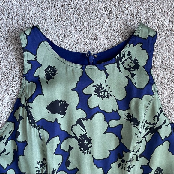 Banana Republic Fit&Flare Satin Maxi Floral Dress Size 4 Blue Green - Picture 5 of 16